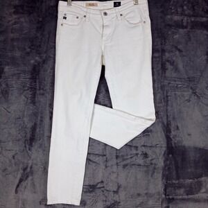 AG Adriano Goldschmied Jeans Womens 27R White The Stilt Skinny Mid Rise Denim
